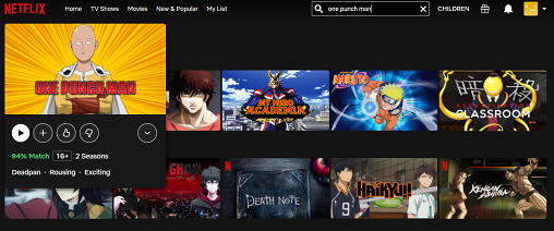 Watch One-Punch Man on NetFlix both of the 2 Seasons From Anywhere in