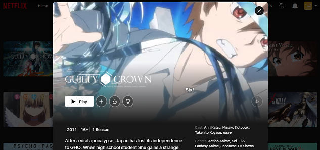 Watch Guilty Crown all Episodes on Netflix From Anywhere in the World - 44