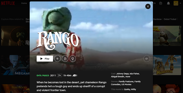 Watch Rango  2011  on Netflix From Anywhere in the World - 64