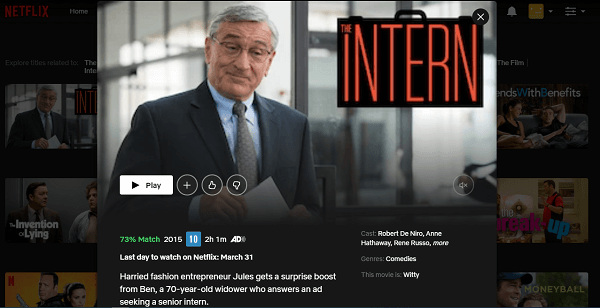 Watch The Intern  2015  on Netflix From Anywhere in the World - 18