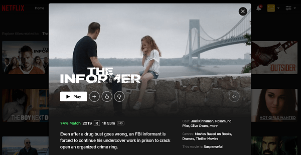 Watch The Informer  2019  on Netflix From Anywhere in the World - 24