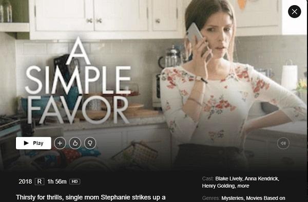 Watch A Simple Favor  2018  on Netflix From Anywhere in the World - 12