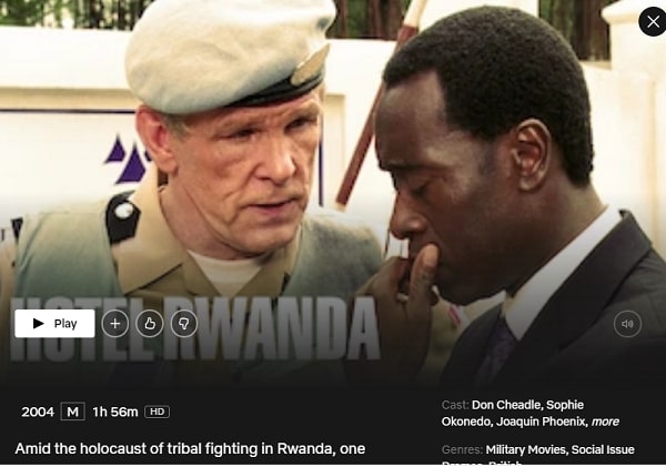 Watch Hotel Rwanda  2004  on Netflix From Anywhere in the World - 16