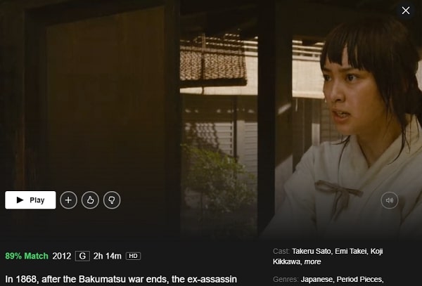 Watch Rurouni Kenshin  2012  on Netflix From Anywhere in the World - 72